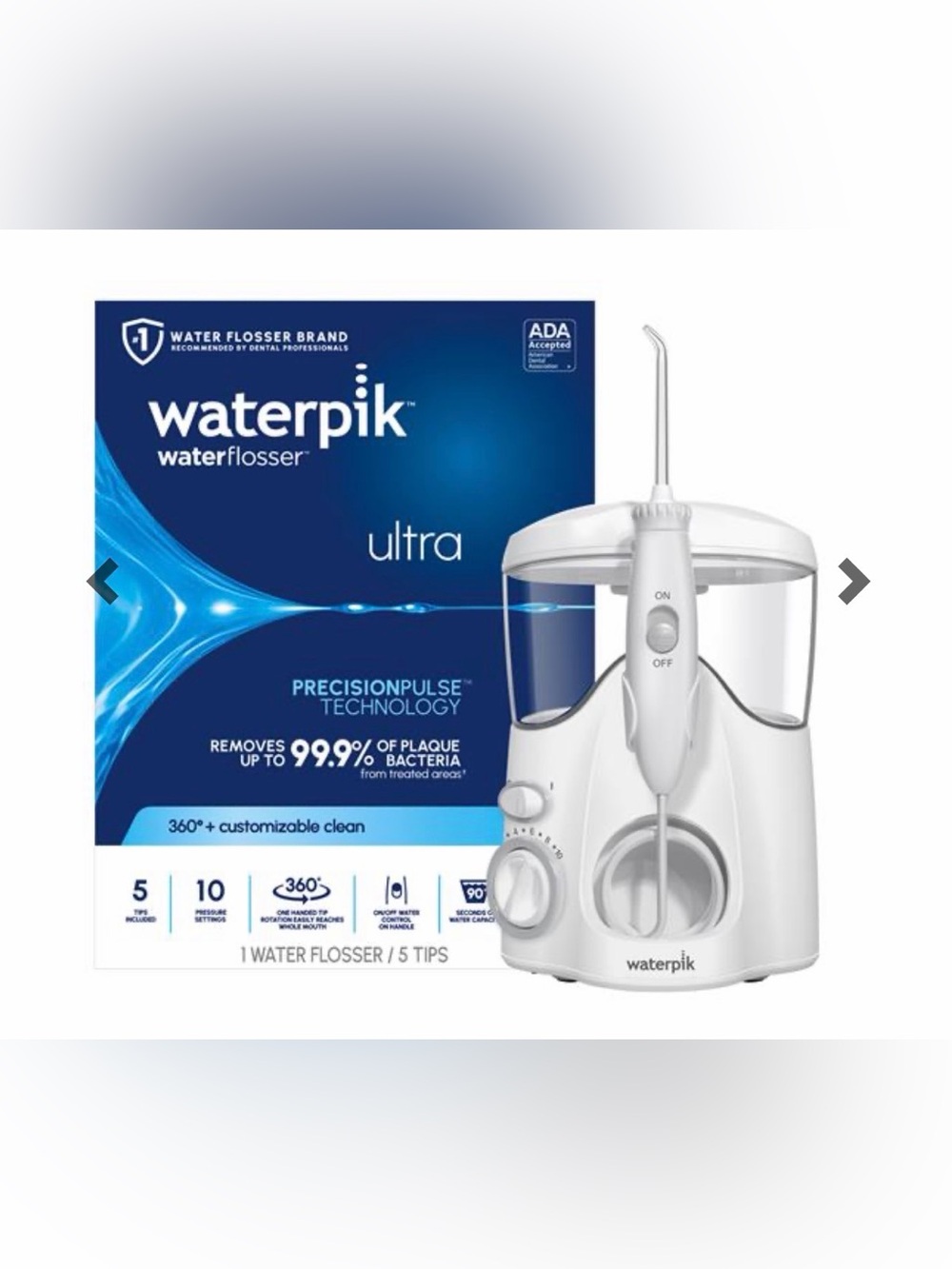Waterpik Ultra Water Flosser White, 6 Tips, 10 Pressure Setting- Brand New